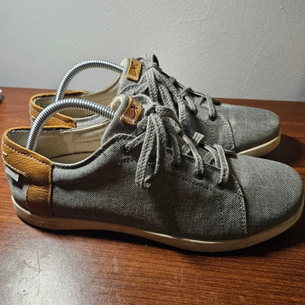 Chaco Canvas Sneakers Mens 11 Grey Tan Low Top Lace Up Outdoor Rugged Utility